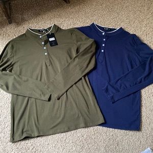 Mens lot of 2 pack  YTD long sleeve polo 1/4 button up   Size L